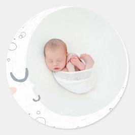 Pegatina Redonda Moda, estrella y nube linda foto bebé