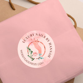 Pegatina Redonda Moda Floral Nail Art Manicure Hand Nail Salon Logo