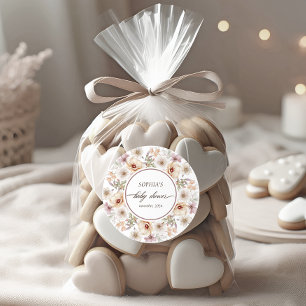Pegatina Redonda Moda Floral Watercolor Baby Shower