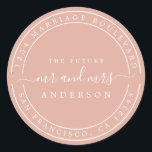 Pegatina Redonda Moda Futuro Sr. Sra. Return Dirección Dusty Pink<br><div class="desc">Moda, boda moderno y simple retorno se dirige al pegatina redondo clásico con el texto el futuro Sr. y la Sra. en un guión elegante fuera de negro sobre un polvoriento fondo rosado. Simplemente agrega tu nombre y dirección. Diseñado exclusivamente para usted por Happy Dolphin Studio. Si necesita ayuda o...</div>