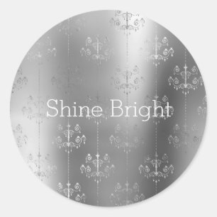 Pegatina Redonda Moda Glitz Silver Glam Chandeliers