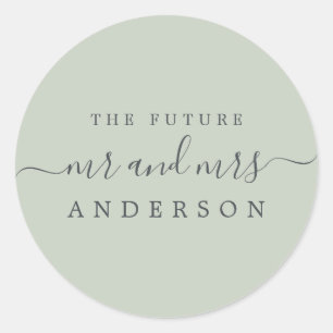 Pegatina Redonda Moda Guión Futuro Sr. Pastel Green Boda