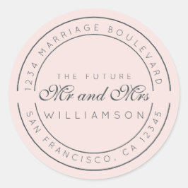 Pegatina Redonda Moda Guión Futuro Sr. Sra. Boda Dirección de Retor