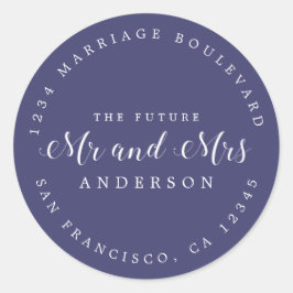 Pegatina Redonda Moda Guión Futuro Sr. Sra. Boda Dirección de Retor