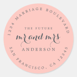 Pegatina Redonda Moda Guión Futuro Sr. Sra. Boda Dirección de Retor
