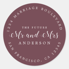 Pegatina Redonda Moda Guión Futuro Sr. Sra. Boda Dirección de Retor