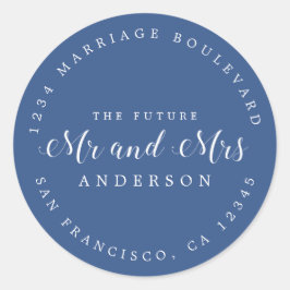 Pegatina Redonda Moda Guión Futuro Sr. Sra. Boda Dirección de Retor