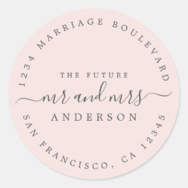 Pegatina Redonda Moda Guión Futuro Sr. Sra. Boda Dirección de Retor