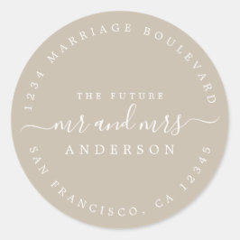 Pegatina Redonda Moda Guión Futuro Sr. Sra. Boda Dirección de Retor