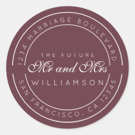 Pegatina Redonda Moda Guión Futuro Sr. Sra. Boda Dirección de Retor