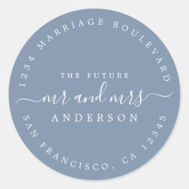 Pegatina Redonda Moda Guión Futuro Sr. Sra. Boda Dirección de Retor