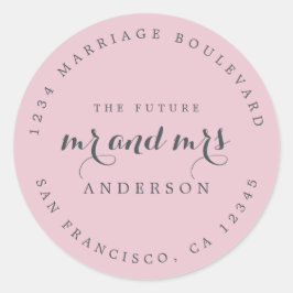 Pegatina Redonda Moda Guión Futuro Sr. Sra. Boda Dirección de Retor