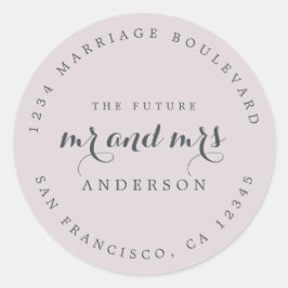 Pegatina Redonda Moda Guión Futuro Sr. Sra. Boda Dirección de Retor