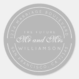 Pegatina Redonda Moda Guión Futuro Sr. Sra. Boda Dirección de Retor