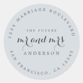 Pegatina Redonda Moda Guión Futuro Sr. Sra. Boda Dirección de Retor