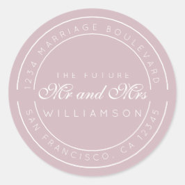 Pegatina Redonda Moda Guión Futuro Sr. Sra. Boda Dirección de Retor