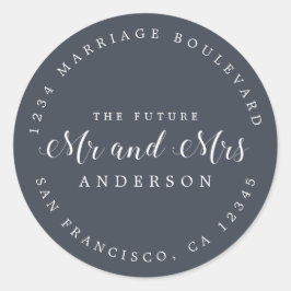 Pegatina Redonda Moda Guión Futuro Sr. Sra. Boda Dirección de Retor