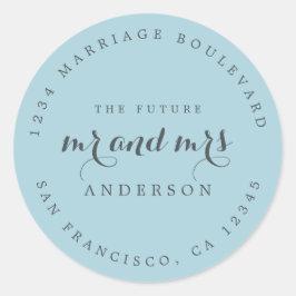Pegatina Redonda Moda Guión Futuro Sr. Sra. Boda Dirección de Retor