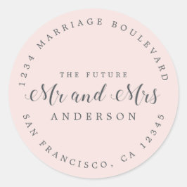 Pegatina Redonda Moda Guión Futuro Sr. Sra. Boda Dirección de Retor