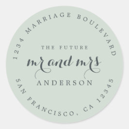 Pegatina Redonda Moda Guión Futuro Sr. Sra. Boda Dirección de Retor