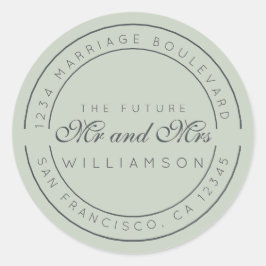 Pegatina Redonda Moda Guión Futuro Sr. Sra. Boda Dirección de Retor