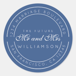 Pegatina Redonda Moda Guión Futuro Sr. Sra. Boda Dirección de Retor