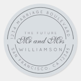 Pegatina Redonda Moda Guión Futuro Sr. Sra. Boda Dirección de Retor