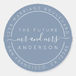 Pegatina Redonda Moda Guión Futuro Sr. Sra. Boda Dirección de Retor