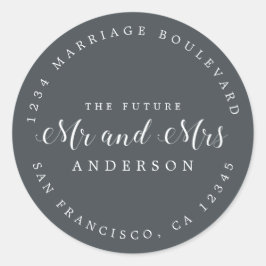 Pegatina Redonda Moda Guión Futuro Sr. Sra. Boda Dirección de Retor