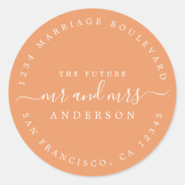 Pegatina Redonda Moda Guión Futuro Sr. Sra. Boda Dirección de Retor