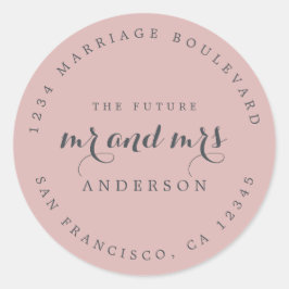 Pegatina Redonda Moda Guión Futuro Sr. Sra. Boda Dirección de Retor