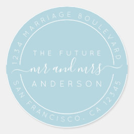 Pegatina Redonda Moda Guión Futuro Sr. Sra. Boda Dirección de Retor