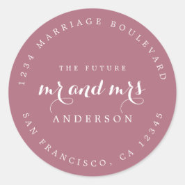 Pegatina Redonda Moda Guión Futuro Sr. Sra. Boda Dirección de Retor