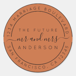 Pegatina Redonda Moda Guión Futuro Sr. Sra. Return Dirección Naranj