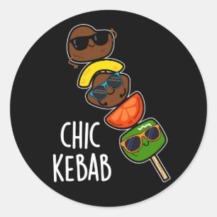 Pegatina Redonda Moda Kebab Funny Shish Kebab Pun Dark BG