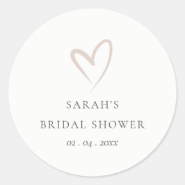 Pegatina Redonda Moda Mínimo Sencillo Rubor Corazón Rosa Ducha Brid