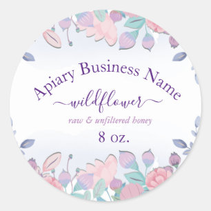 Pegatina Redonda Moda moderna acuarela Hidrangeas azules Floral