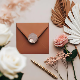 Pegatina Redonda Moda moderna Boda de acuarela bohemia floral