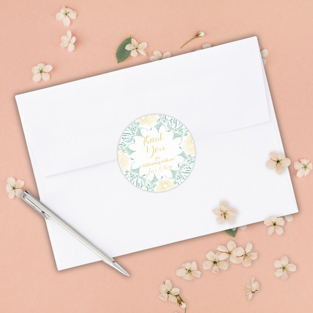 Pegatina Redonda Moda moderna Boho Floral Sweet 16 fiesta de cumple (Subido por el creador)