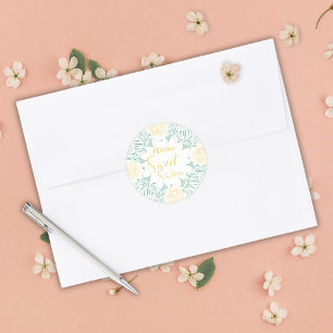 Pegatina Redonda Moda moderna Boho Floral Sweet 16 fiesta de cumple