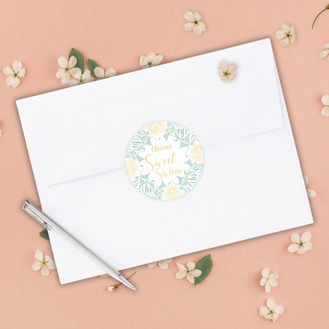 Pegatina Redonda Moda moderna Boho Floral Sweet 16 fiesta de cumple (Subido por el creador)