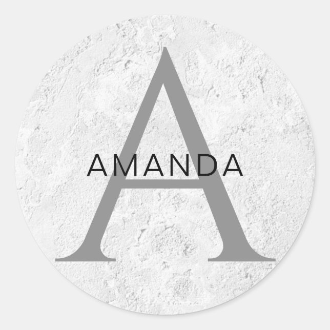 Pegatina Redonda Moda monograma profesional de plano añada su nombr (Anverso)