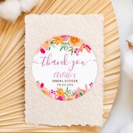 Pegatina Redonda Moda Negrita otoño floral acuarela ducha de novia