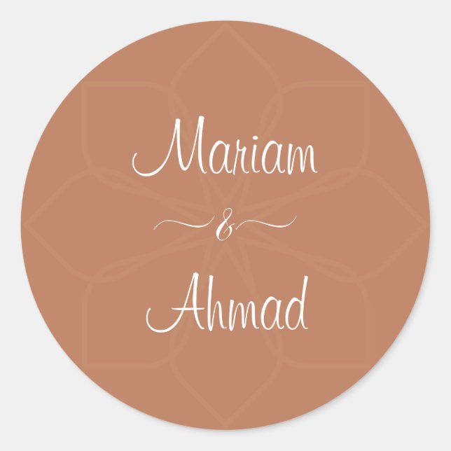 Pegatina Redonda Moda Nombres mínimos de terracota ornamental (Anverso)