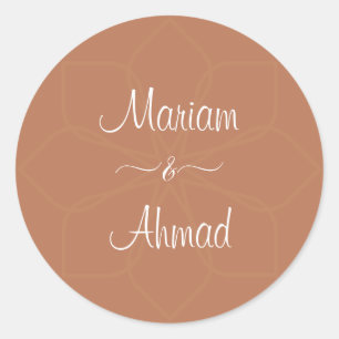 Pegatina Redonda Moda Nombres mínimos de terracota ornamental