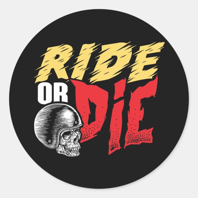 Pegatina Redonda Moda O Muere Gracioso Biker (Anverso)