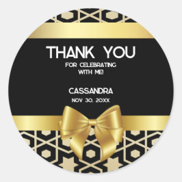 Pegatina Redonda Moda Oro Egipto Oro Geométrico Bow 16 cumpleaños