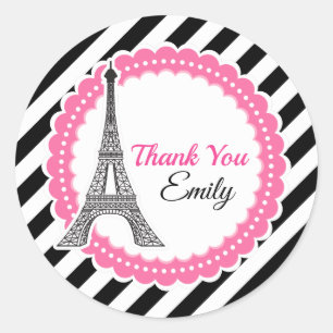 Pegatina Redonda Moda Paris Cumpleaños Baby Shower
