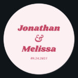 Pegatina Redonda Moda retro negrita Viva Magenta y Boda rosa<br><div class="desc">Moda retro audaz Viva Magenta y Boda rosa Pegatina redondeado clásico.</div>