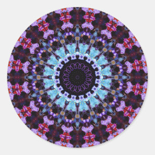 Pegatina Redonda Moda retro psicodélica Mandala Trippy Hippie Boho